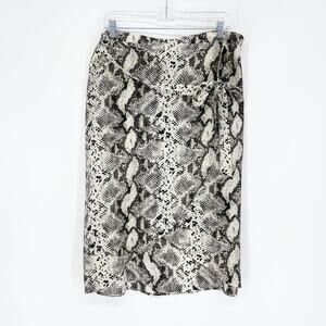 Peyton Jensen Snake Print Midi Wrap Skirt Size Large